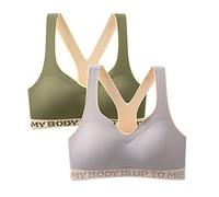 2025 Juego de 2 Soporte Garganta Gran Tamaño Mujer Push Up- Brassiere Deporte Anti-Afectamiento Elegante Y Elegante Para Todos Los Días Sexy Lencería Suave Ligero Clásicos Cómodo Yoga Fitness Bra