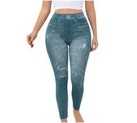 2025 Leggins Mujer Ofertas,Leggings Moldeadores para Mujer Cintura Alta Slim Fit Leggings de Mezclilla con Bolsillos Vaqueros con Diseño Abotonado Apriete El Abdomen y Levante Las Nalgas Pantalones