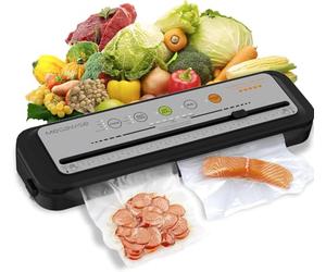 2025 Máquina de envasado al vacío, sellador de alimentos MEGAWISE con kit de iniciación, modos de alimentos secos y húmedos, diseño compacto con 10 bolsas de vacío y cortador integrado