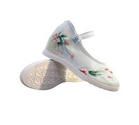 2025 Mujer Zapatos De Cuña Con Tacón Alto Oculto, Bordados A Mano Con Flores Zapatos De Estilo Tradicional Chino Cómodos Con Tiras En El Tobillo Shoes De Yoga Para Desfiles Cheongsam(Light blue,35 EU)