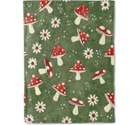 2025 Mushroom&Daisy Blanket Soft Cozy Flannel Throw Blanket - Plush, Comfy, Lightweight & Warm - Anti-Pilling Fuzzy Blanket for Couch, Office, Travel,