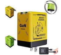 2025 New 2-in-1 GAN 120W Fast Charger with 3-in-1 Cables, 120w GAN Super Fast Charger with Retractable Type-C and L Cable, Retractable Phone Wall Plug (Yellow)