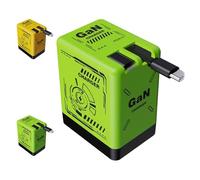 2025 New 2-in-1 GAN 120W Fast Charger with 3-in-1 Cables, 120w GAN Super Fast Charger with Retractable Type-C and L Cable, Retractable Phone Wall Plug (Green)