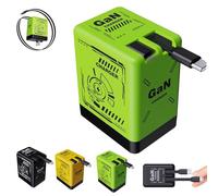 2025 New 2-in-1 GAN 120W Fast Charger with 3-in-1 Cables, 120w GAN Super Fast Charger with Retractable Type-C and L Cable, All in One Foldable Plugs (Green)