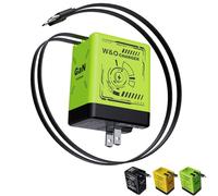 2025 New 2-in-1 GAN 120W Fast Charger with 3-in-1 Cables, 120w GAN Super Fast Charger with Retractable Type-C and L Cable, All in One Foldable Plug for iPhone & Smartphones (Green)