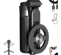 2025 New 4-in-1 Multifunctional 360° Rotation Magnetic Selfie Stick,Portable Extendable Detachable Pocket Size Selfie Stick with Remote Control for iPhone/Android,Mini for Travel Vlog (Black-A)