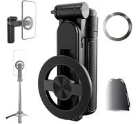 2025 New 4-in-1 Multifunctional Magnetic Selfie Stick, 360 Rotation Phone Tripod Stand with Wireless Bluetooth Control, Portable Pocket Mini Camera Tripod for iPhone & Android