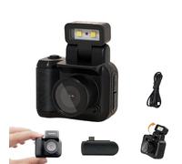 2025 New 64g Retroscope Mini Camera, Gen.2 Mini Retro Keychain Cameras, Tiny Nostalgic Cameras, 1080p HD Screen, Built-in Filter, 90° Flip Flash (BIACK,No Card)