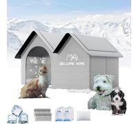 2025 New Air Conditioned Dog House, 2025 New Air Conditioner Cat House, Dog Houses with AC, 10 Ice Packs for Small, Medium, and Large Dogs and Cats (Grey,XL)