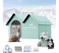 2025 New Air Conditioned Dog House, 2025 New Air Conditioner Cat House, Dog Houses with AC, 10 Ice Packs for Small, Medium, and Large Dogs and Cats (Green,XL)