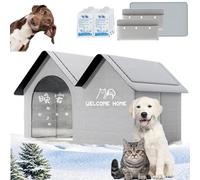 2025 New Air Conditioner Cat House, Air Conditioned Dog House,Pet Cooling with Removable Pad & Ice Pack, for Small,Medium,and Large Dogs and Cats (Grey,M)
