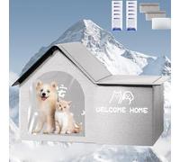 2025 New Air Conditioner Cat House, Icexeco Pet Air Conditioner House, Foldable Weatherproof All Seasons Kitten Shelter with Removable Pad & Ice Pack for Small, Medium Dogs & Cats (Gray,S)