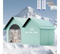 2025 New Air Conditioner Cat House, Icexeco Pet Air Conditioner House, Foldable Weatherproof All Seasons Kitten Shelter with Removable Pad & Ice Pack for Small, Medium Dogs & Cats (Green,L)