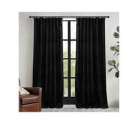 2025 New Black Velvet Curtains 108 Inch Blackout Window Drapes with Pleat Tape for Living Room Bedroom