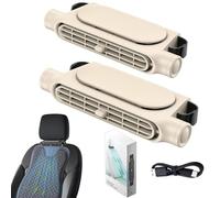 2025 New Car Seat Fan USB Plug-In, Car Interior Rear Pillow Car Fan, Headrest Auto Cooler, Rechargeable 3-Speed Adjustable, for Hot Weather Vehicles Long Journeys Truck (Beige, 2pcs)