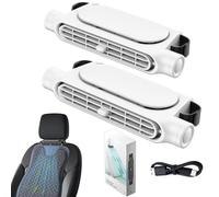 2025 New Car Seat Fan USB Plug-In, Car Interior Rear Pillow Car Fan, Headrest Auto Cooler, Rechargeable 3-Speed Adjustable, for Hot Weather Vehicles Long Journeys Truck (White, 2pcs)