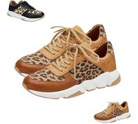 2025 New Comfortable Leopard Sneakers, Cheetah Print Shoes, Orthopedic Sport Shoe for Women Men, Women's Fashion Sneaker, Classic Retro Lace-Up Trainers (Brown,39)