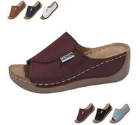 2025 New Comfortable Orthopedic Wedge Sandals for Women, Breathable Summer Solid Color Platform Slip On Walking Sandals with Arch Support (Red,37)