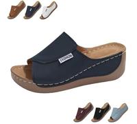 2025 New Comfortable Orthopedic Wedge Sandals for Women, Breathable Summer Solid Color Platform Slip On Walking Sandals with Arch Support (Blue,43)