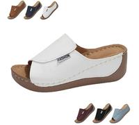 2025 New Comfortable Orthopedic Wedge Sandals for Women, Breathable Summer Solid Color Platform Slip On Walking Sandals with Arch Support (White,43)