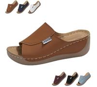 2025 New Comfortable Orthopedic Wedge Sandals for Women, Breathable Summer Solid Color Platform Slip On Walking Sandals with Arch Support (Brown,37)