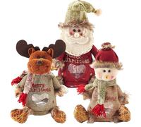 2025 New Doll Apple Bags Zipper Design, 3D Santa Snowman Deer Shaped Reusable Gift Bags, Xmas Party Decor for Apple Candy Storage (3pcs)