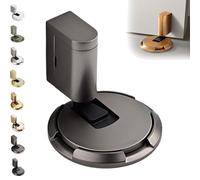 2025 New Door Wedge Stopper, Pleasantk Door Wedge Stopper, No Drill Easy Installation, with Tape & Screws, Adjustable Height, Zinc Alloy, Windproof & Anti-Slam (Gray)