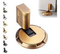 2025 New Door Wedge Stopper, Pleasantk Door Wedge Stopper, No Drill Easy Installation, with Tape & Screws, Adjustable Height, Zinc Alloy, Windproof & Anti-Slam (Copper)