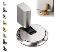 2025 New Door Wedge Stopper, Pleasantk Door Wedge Stopper, No Drill Easy Installation, with Tape & Screws, Adjustable Height, Zinc Alloy, Windproof & Anti-Slam (Sliver)