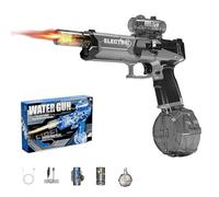 2025 New Electric Water Guns with Light Up, Range Motorized Water Gun with Interactive Lighting, Auto Rapid Fire 28-32 FT Range, for Party, Summer Outdoor Poo (Gray)