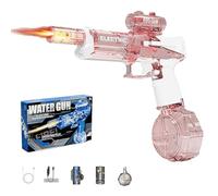 2025 New Electric Water Guns with Light Up, Range Motorized Water Gun with Interactive Lighting, Auto Rapid Fire 28-32 FT Range, for Party, Summer Outdoor Poo (Pink)