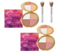 2025 New Glowjiu Highlighting Eye & Cheek Palette - Eye & Cheek palette - Eyeshadow And Highlighter Makeup, 4-In-1 Highlight Shades Makeup for Blush, Makeup Palettes Contour Kit (2Pcs)