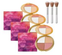 2025 New Glowjiu Highlighting Eye & Cheek Palette - Eye & Cheek palette - Eyeshadow And Highlighter Makeup, 4-In-1 Highlight Shades Makeup for Blush, Makeup Palettes Contour Kit (3Pcs)