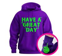 2025 New Have A Great Day Middle Finger Hoodie, Halloween Skeleton Pullover Sweatshirt with Pockets, Unisex Funny Streetwear (Purple/Green,3XL)