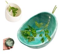2025 New Herb Stripper Bowl - Handmade Herb Stripper Tool, Unique Ceramic HerbStripper, With Various Hole Sizes Efficient & Quick Leaf Removal (Green)