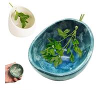 2025 New Herb Stripper Bowl - Handmade Herb Stripper Tool, Unique Ceramic HerbStripper, With Various Hole Sizes Efficient & Quick Leaf Removal (Blue)