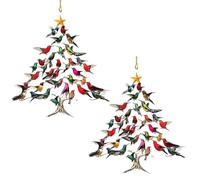 2025 New Hummingbird Christmas Ornament, Hummingbird Christmas Ornament, Winter Stacking Tree Ornamen, for Lover (2 pcs)