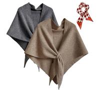 2025 New Pashmina Wraps for Women, Versatile Women’s Solid Color Shawl, Elegant Soft Light Weight for Spring Fall Winter (2PCS-C)