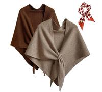 2025 New Pashmina Wraps for Women, Versatile Women’s Solid Color Shawl, Elegant Soft Light Weight for Spring Fall Winter (2PCS-D)