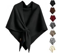 2025 New Pashmina Wraps for Women, Women’s Solid Color Shawl, Stylish Knitted Shawl, Elegant for Autumn Wear (Black)