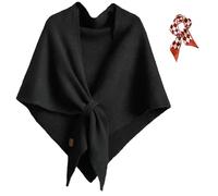 2025 New Pashmina Wraps for Women, Women's Solid Color Shawl, Elegant Comfortable Knitted Sweater Shawl Top (Black)