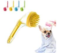 2025 New Pet Bath Brush, 2 in 1 Dog Bath Brush with Built-in Shampoo Dispenser, Dog Paw Washer, for Long Short Haired Dogs Cats Shower (Yellow,Coarse teeth)