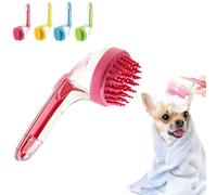 2025 New Pet Bath Brush, 2 in 1 Dog Bath Brush with Built-in Shampoo Dispenser, Dog Paw Washer, for Long Short Haired Dogs Cats Shower (Red,Coarse teeth)