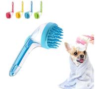 2025 New Pet Bath Brush, 2 in 1 Dog Bath Brush with Built-in Shampoo Dispenser, Dog Paw Washer, for Long Short Haired Dogs Cats Shower (Blue,Coarse teeth)