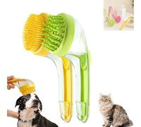 2025 New Pet Bath Brush with Shampoo Dispenser, 2-in-1 Dog Scrubber & Bubble Maker for Bath Time, Grooming Brush for Long/Short Hair Dogs & Cats (Yellow (Fine) + Green (Coarse))