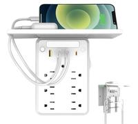 2025 New Preliminark Wall Outlet Extender with Shelf and Night Light, Multi Plug Outlet Splitter with Detachable Mobile Storage Rack, Relativelk 9 in 1 Wall Charger of Surge Protector(1PC)