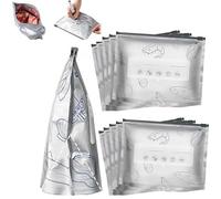 2025 New Reusable Aluminum Foil Sealable Storage Bags - Stand Up Resealable Vacuum Zipper Pouches for Food, with Label, Fit Vegetable Fruit Meat (30PCS,Large)