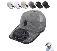 2025 New Solar Rechargeable Peaked Cap, Solar Rechargeable Peaked Cap with Built-in Fan, Outdoor Sun Visor Hat (Dark Gray)