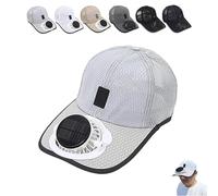 2025 New Solar Rechargeable Peaked Cap, Solar Rechargeable Peaked Cap with Built-in Fan, Outdoor Sun Visor Hat (Light Gray)