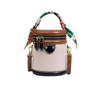 2025 New Summer Niche Design Cylinder Colorblock-Bucket Bag for Women Stylish Leather Crossbody Fashionable Crossbody Bag (Blue)